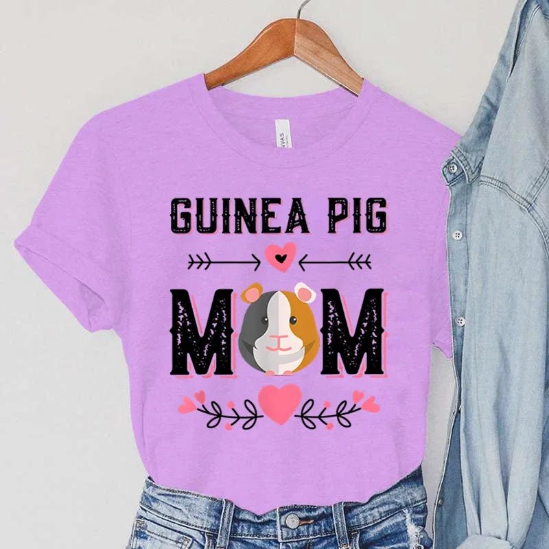 T-shirts pour femmes - Animaux de compagnie - cochon d'Inde à fleurs et motifs décontractés - NGSHOP-ONE