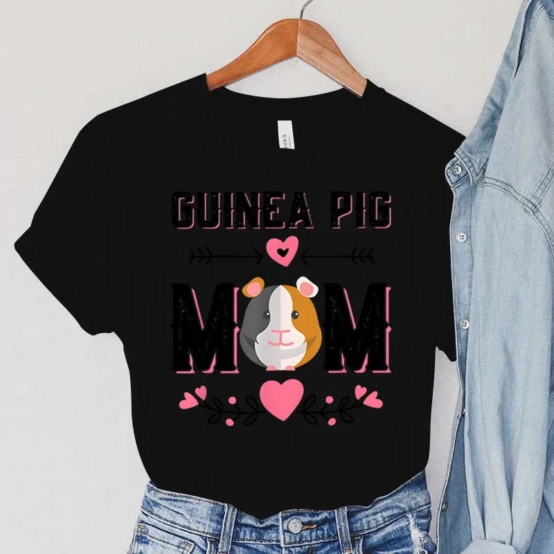 T-shirts pour femmes - Animaux de compagnie - cochon d'Inde à fleurs et motifs décontractés - NGSHOP-ONE
