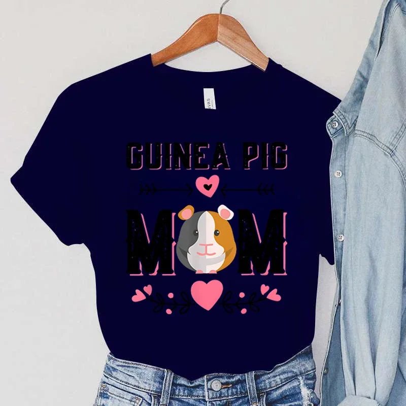 T-shirts pour femmes - Animaux de compagnie - cochon d'Inde à fleurs et motifs décontractés - NGSHOP-ONE