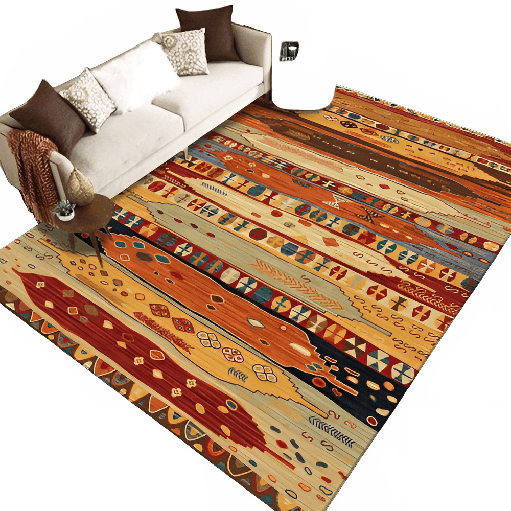 Tapis décoratif à motif bohème pour salon, style tribal marocain - NGSHOP-ONE