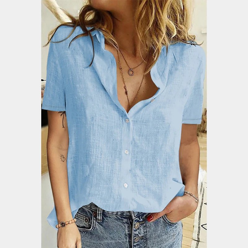 Tunique en Lin Oversize à Imprimé Oiseaux Manches Courtes - NGSHOP-ONE