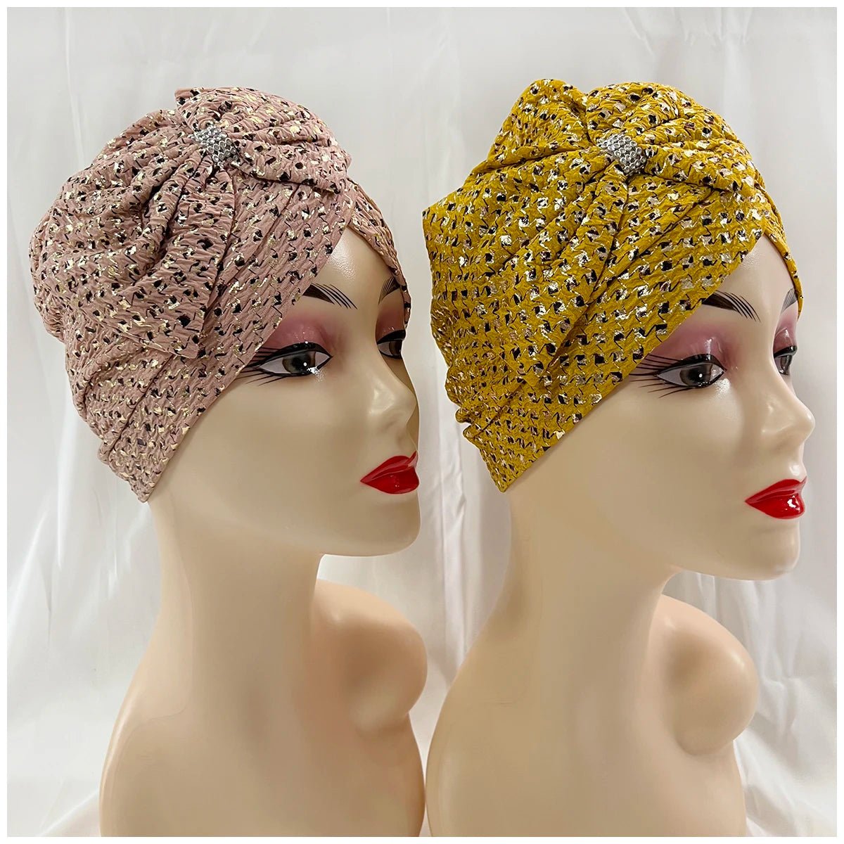Turbans musulmans tendance pour femmes, en velours doré orné de strass pour femmes - NGSHOP-ONE