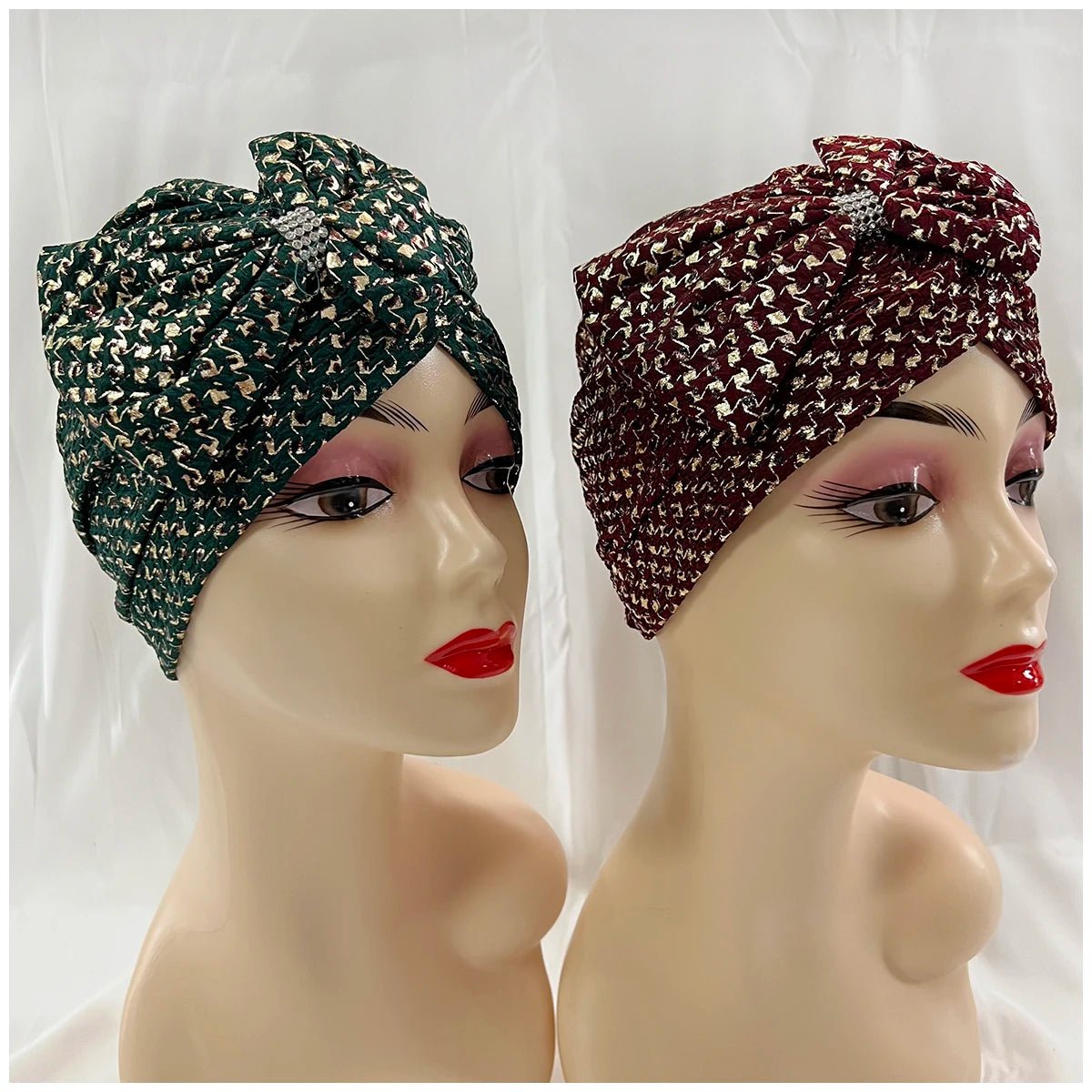 Turbans musulmans tendance pour femmes, en velours doré orné de strass pour femmes - NGSHOP-ONE