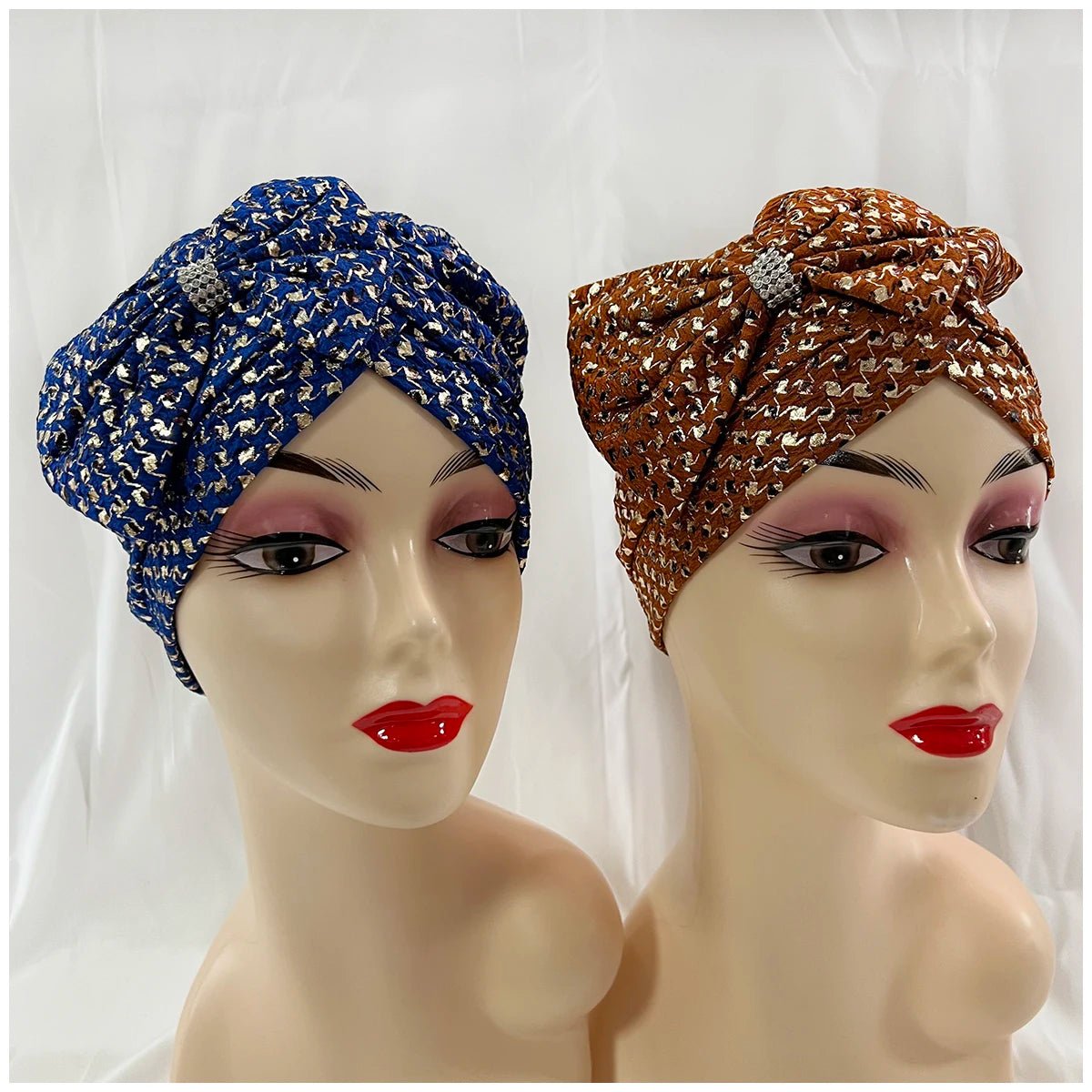 Turbans musulmans tendance pour femmes, en velours doré orné de strass pour femmes - NGSHOP-ONE