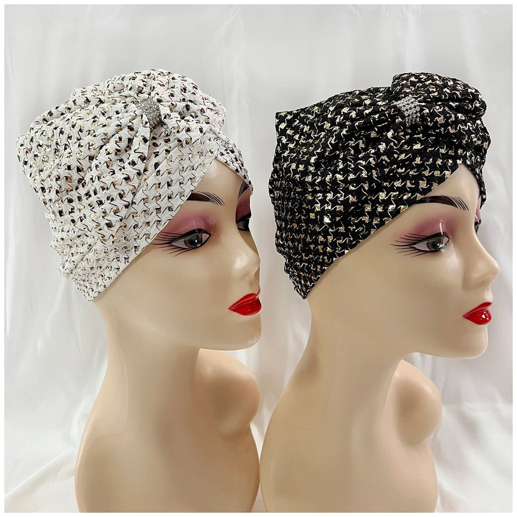 Turbans musulmans tendance pour femmes, en velours doré orné de strass pour femmes - NGSHOP-ONE