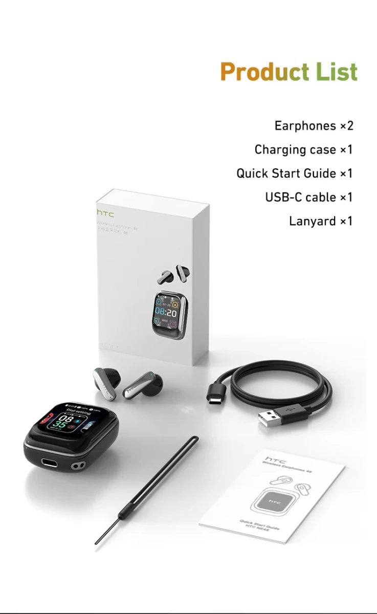 Type coulissant Bluetooth casque HTC Full HD LCD affichage sans fil écouteurs antibruit écouteurs basse son écouteurs pour la musique - NGSHOP - ONE