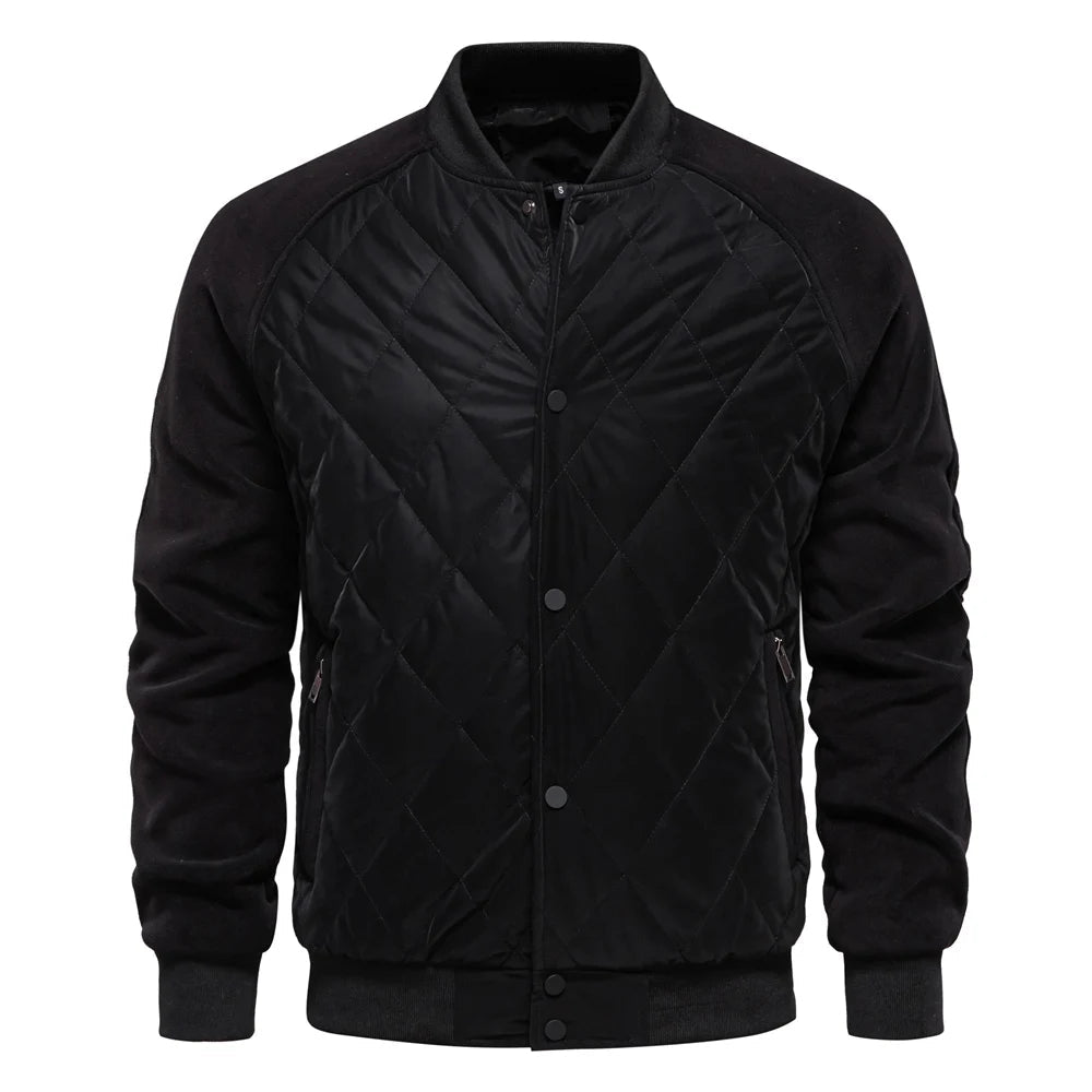 Veste bomber de baseball patchwork doublée en polaire: chaleur et style pour l'hiver! - NGSHOP-ONE