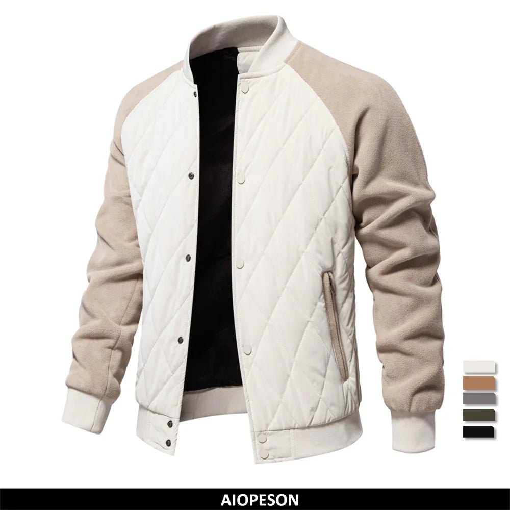 Veste bomber de baseball patchwork doublée en polaire: chaleur et style pour l'hiver! - NGSHOP-ONE
