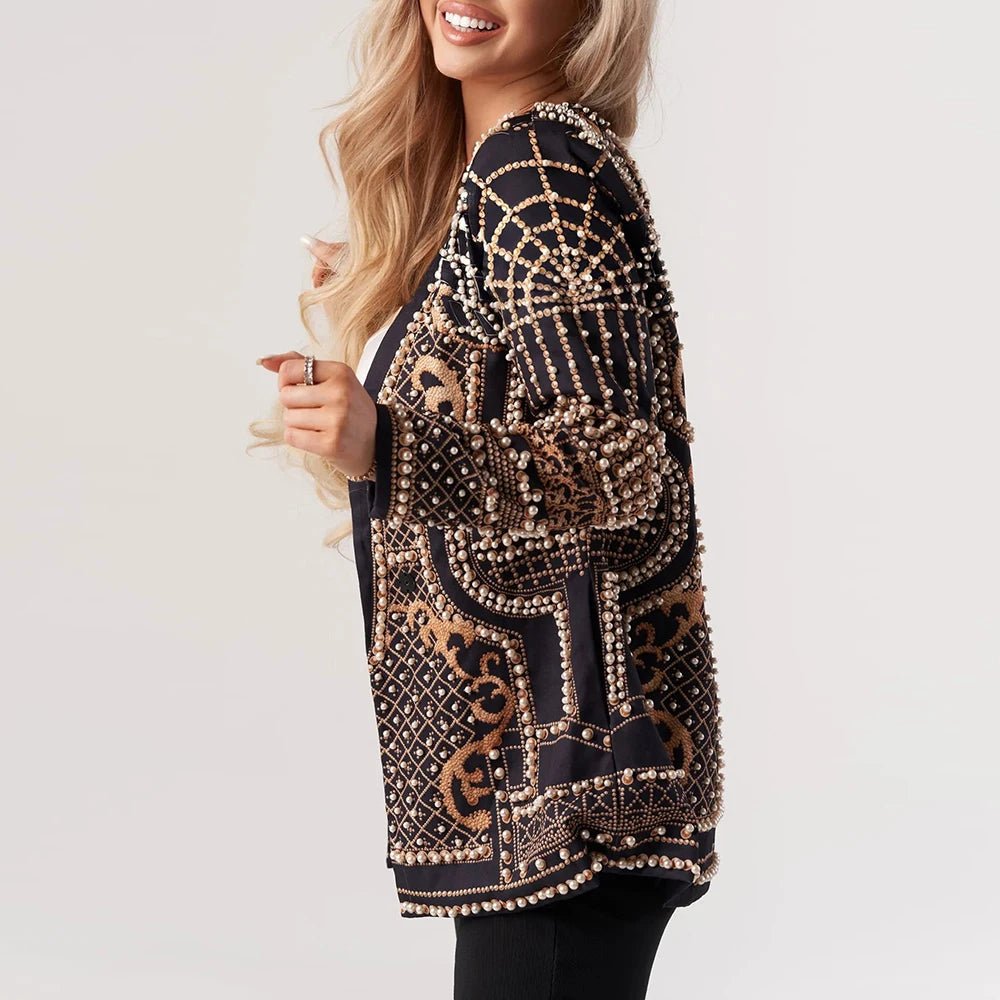 Veste Cintrée Femme à Manches Longues et Détails Perles - NGSHOP-ONE