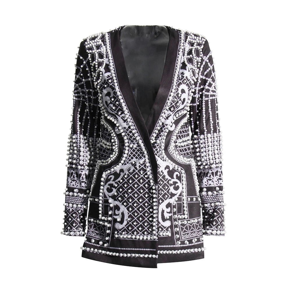 Veste Cintrée Femme à Manches Longues et Détails Perles - NGSHOP-ONE