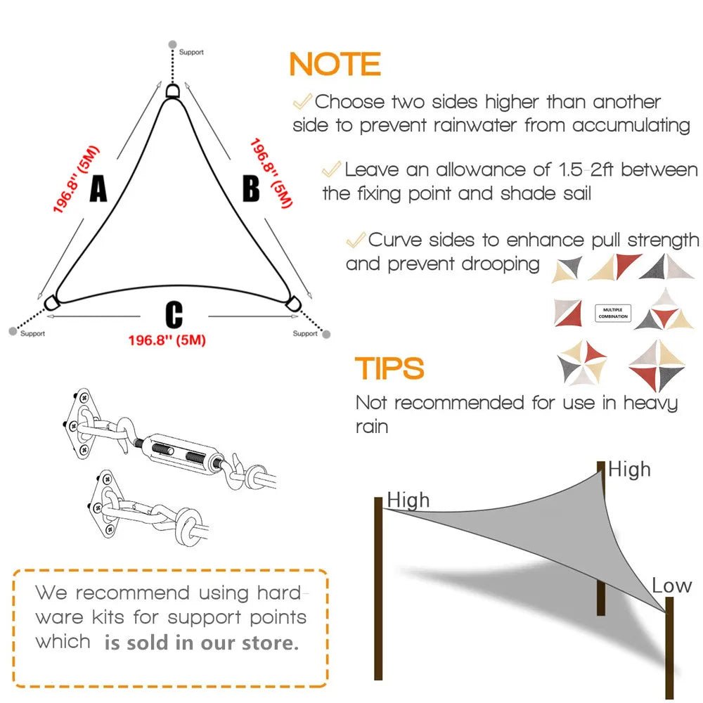 Voile d'Ombrage Triangulaire Imperméable Protection UV - NGSHOP-ONE